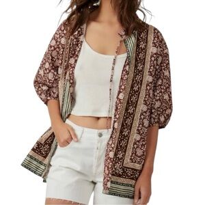 Anthropologie  we the free button front short sleeve relaxed fit top